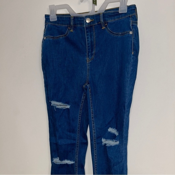 Free People High Rise Skinny Jeans Size 28 R Blue Denim Distressed - Picture 2 of 7